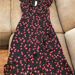 J. Crew Black Maxi Dress with Cherry Print